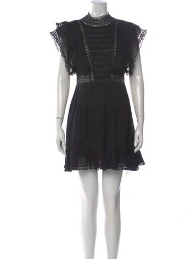 Pre-owned Zimmermann Lace Pattern Mini Dress In Black