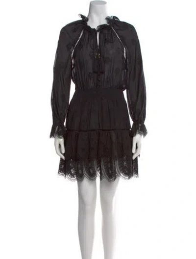 Pre-owned Zimmermann Lace Pattern Mini Dress In Black