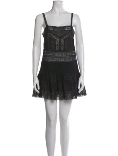 Pre-owned Zimmermann Lace Pattern Mini Dress In Black