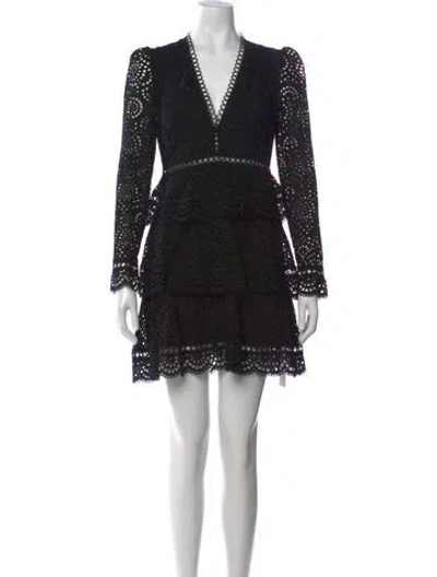 Pre-owned Zimmermann Lace Pattern Mini Dress In Black