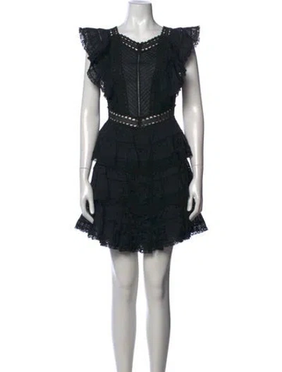 Pre-owned Zimmermann Lace Pattern Mini Dress In Black