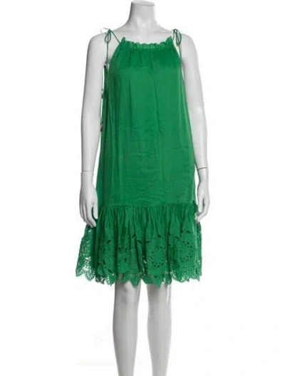 Pre-owned Zimmermann Lace Pattern Mini Dress In Green