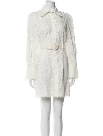 Pre-owned Zimmermann Lace Pattern Mini Dress In Neutral
