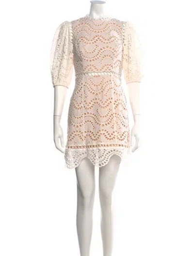 Pre-owned Zimmermann Lace Pattern Mini Dress In Neutral