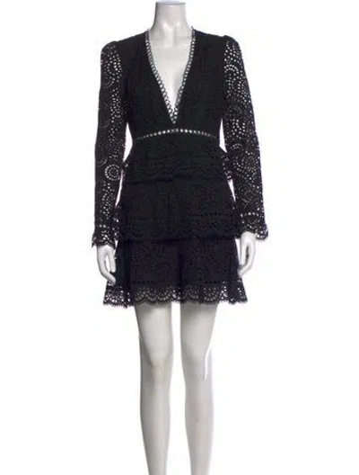 Pre-owned Zimmermann Lace Pattern Mini Dress W/ Tags In Black