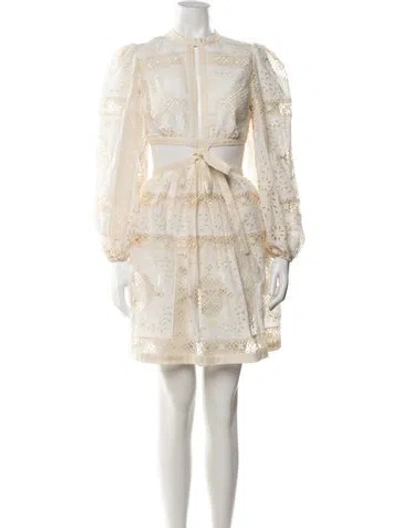 Pre-owned Zimmermann Lace Pattern Mini Dress W/ Tags In Neutral