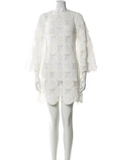 Pre-owned Zimmermann Lace Pattern Mini Dress In White