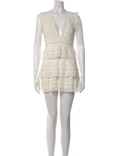 Pre-owned Zimmermann Lace Pattern Mini Dress In White