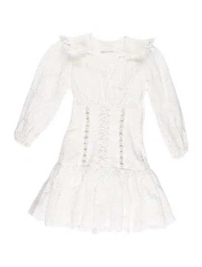 Pre-owned Zimmermann Lace Pattern Mini Dress In White