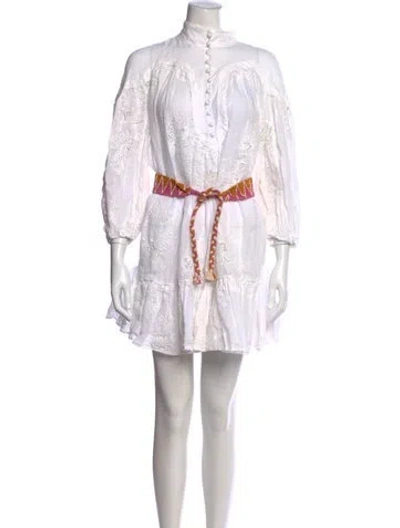 Pre-owned Zimmermann Lace Pattern Mini Dress In White