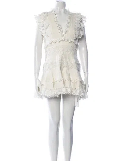 Pre-owned Zimmermann Lace Pattern Mini Dress In White