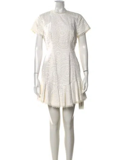 Pre-owned Zimmermann Lace Pattern Mini Dress In White