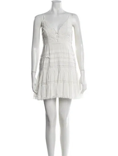 Pre-owned Zimmermann Lace Pattern Mini Dress In White