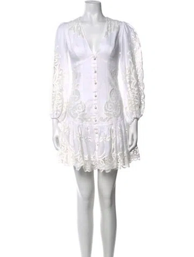 Pre-owned Zimmermann Lace Pattern Mini Dress In White