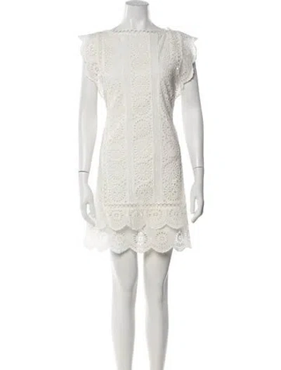 Pre-owned Zimmermann Lace Pattern Mini Dress In White