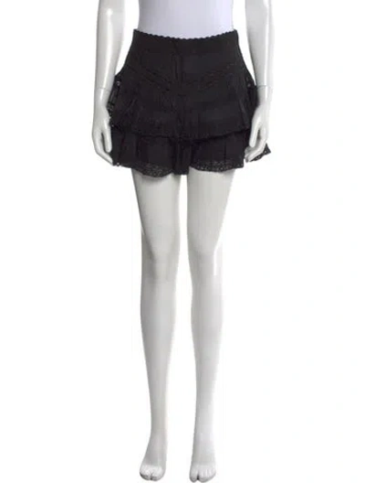 Pre-owned Zimmermann Lace Pattern Mini Shorts In Black