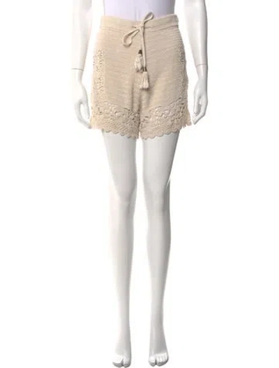 Pre-owned Zimmermann Lace Pattern Mini Shorts In Neutrals