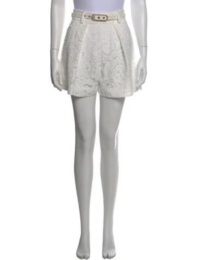 Pre-owned Zimmermann Lace Pattern Mini Shorts W/ Tags In White