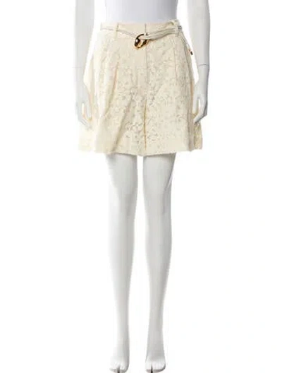 Pre-owned Zimmermann Lace Pattern Mini Shorts In White