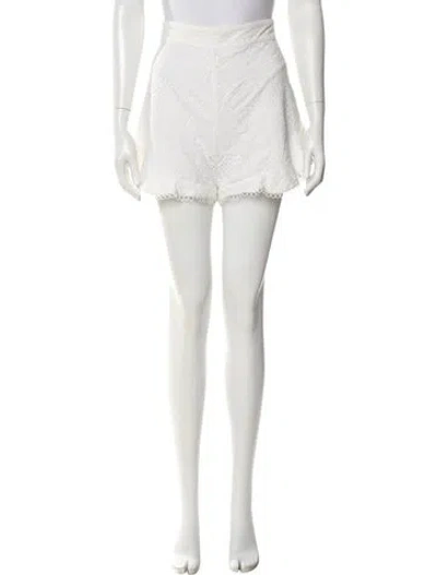 Pre-owned Zimmermann Lace Pattern Mini Shorts In White
