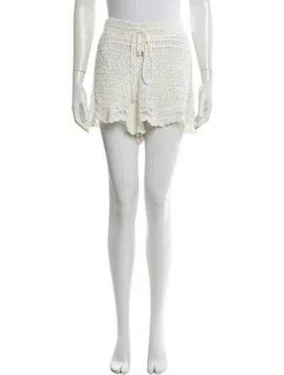 Pre-owned Zimmermann Lace Pattern Mini Shorts In White