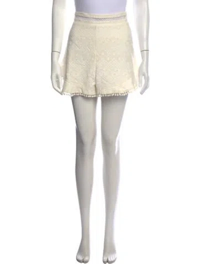 Pre-owned Zimmermann Lace Pattern Mini Shorts In White