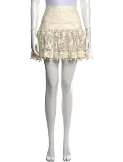 Pre-owned Zimmermann Lace Pattern Mini Skirt In Neutrals