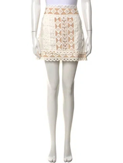 Pre-owned Zimmermann Lace Pattern Mini Skirt In Neutrals/white