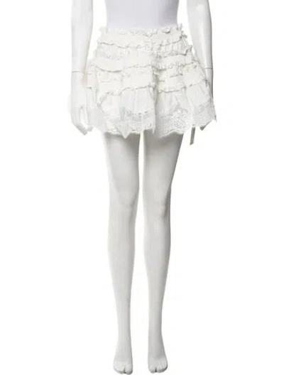 Pre-owned Zimmermann Lace Pattern Mini Skirt In White