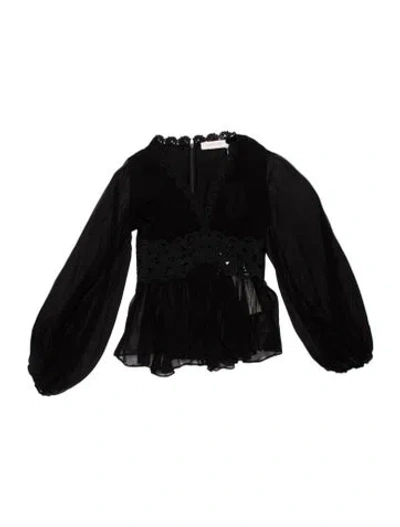 Pre-owned Zimmermann Lace Pattern Off-the-shoulder Blouse In Black