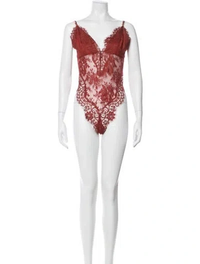 Pre-owned Zimmermann Lace Pattern One-piece W/ Tags In Burgundy