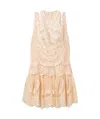 Zimmermann Natura Guipure Lace-trimmed Linen And Silk-blend Mini Dress In Nude