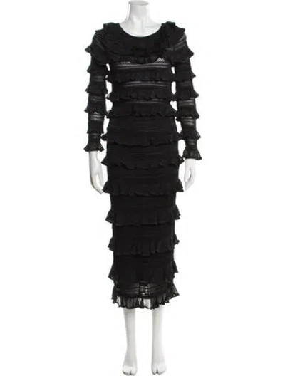 Pre-owned Zimmermann Lace Pattern Ruffle Embellishment Skirt Set In Black