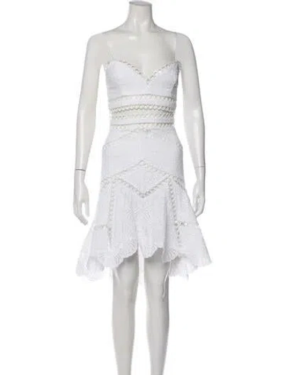 Pre-owned Zimmermann Lace Pattern Ruffle Embellishment Skirt Set In White