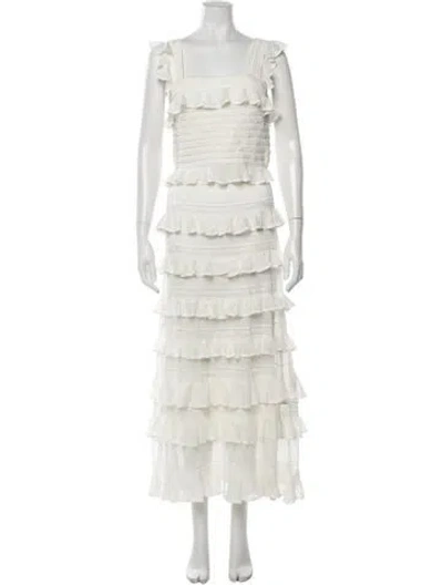 Pre-owned Zimmermann Lace Pattern Ruffle Embellishment Skirt Suit In Neutrals