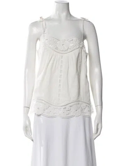 Pre-owned Zimmermann Lace Pattern Scoop Neck Top In Neutral