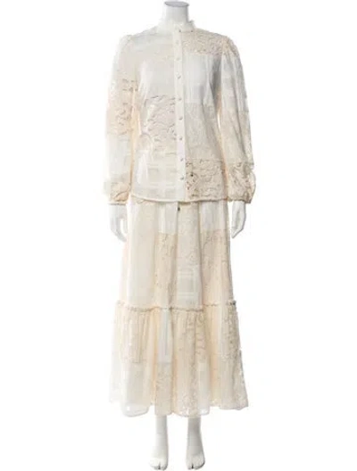 Pre-owned Zimmermann Lace Pattern Skirt Set In Neutrals