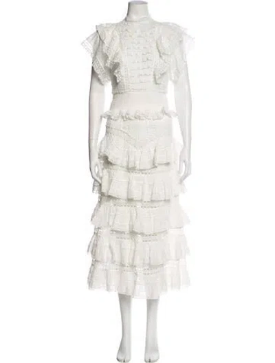 Pre-owned Zimmermann Lace Pattern Skirt Set In White