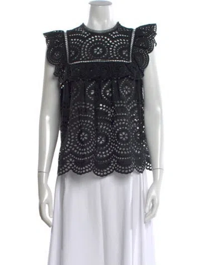 Pre-owned Zimmermann Lace Pattern Sleeveless Blouse W/ Tags In Black