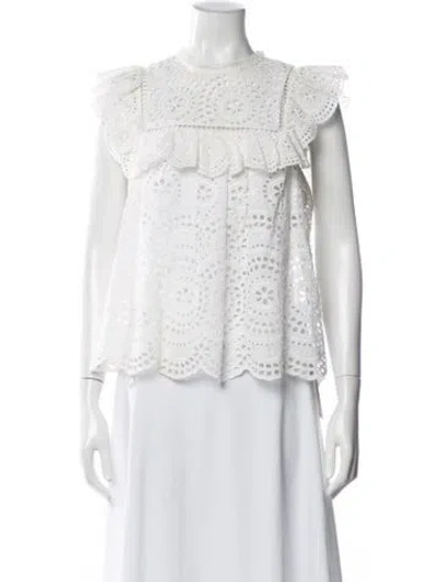 Pre-owned Zimmermann Lace Pattern Sleeveless Blouse In White