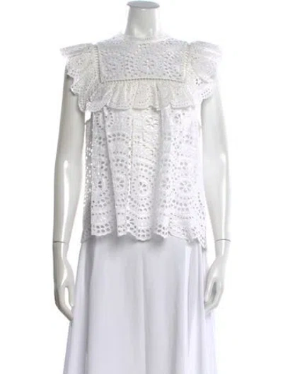 Pre-owned Zimmermann Lace Pattern Sleeveless Blouse In White