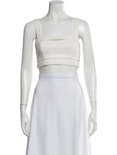 Pre-owned Zimmermann Lace Pattern Square Neckline Crop Top In Neutral