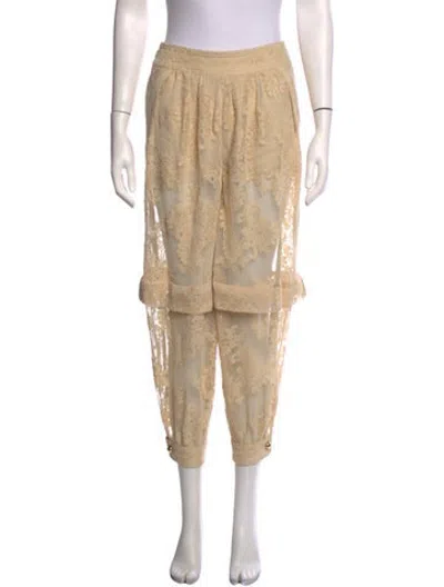 Pre-owned Zimmermann Lace Pattern Straight Leg Pants In Neutrals