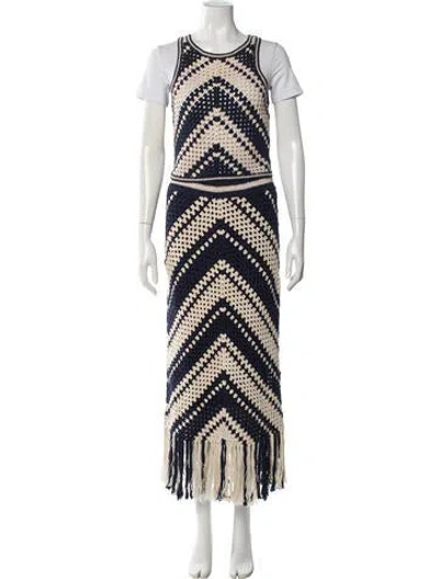 Pre-owned Zimmermann Lace Pattern Tassel Accents Skirt Set In Blue