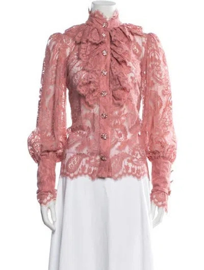 Pre-owned Zimmermann Lace Pattern Tie Neck Blouse In Multicolor