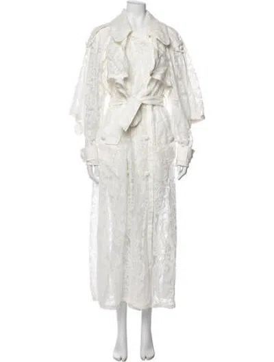 Pre-owned Zimmermann Lace Pattern Trench Coat W/ Tags In White