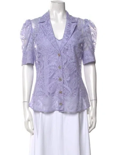 Pre-owned Zimmermann Lace Pattern V-neck Blouse In Purple