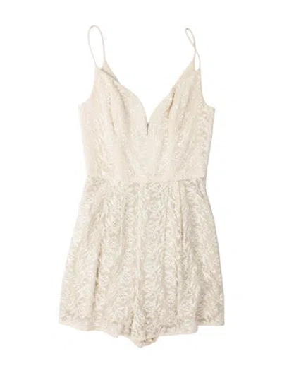 Pre-owned Zimmermann Lace Pattern V-neck Jumpsuit In White