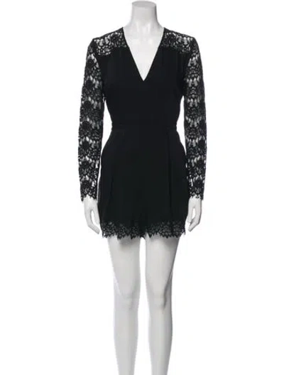 Pre-owned Zimmermann Lace Pattern V-neck Romper In Black