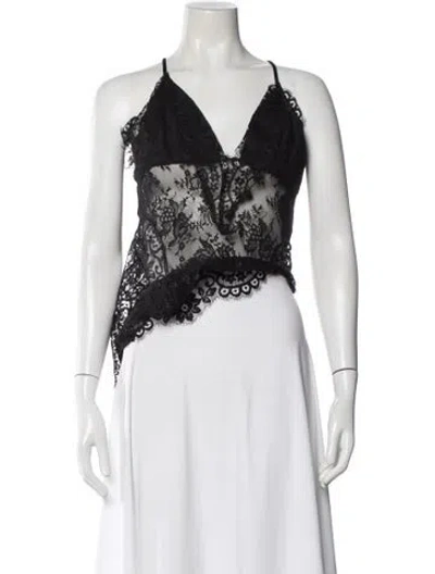 Pre-owned Zimmermann Lace Pattern V-neck Top In Black